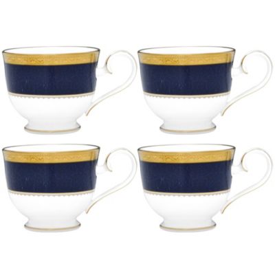 Noritake Odessa Cobalt Gold Set Of 4 Cups, 7-3/4 oz