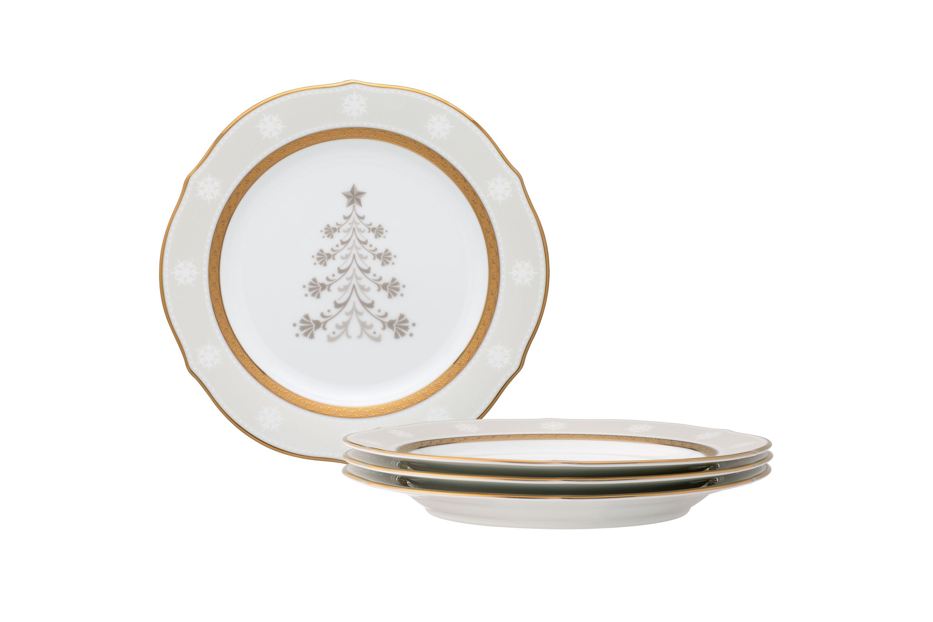 Charlotta Gold Set Of 4 Holiday Accent Plates, 9"