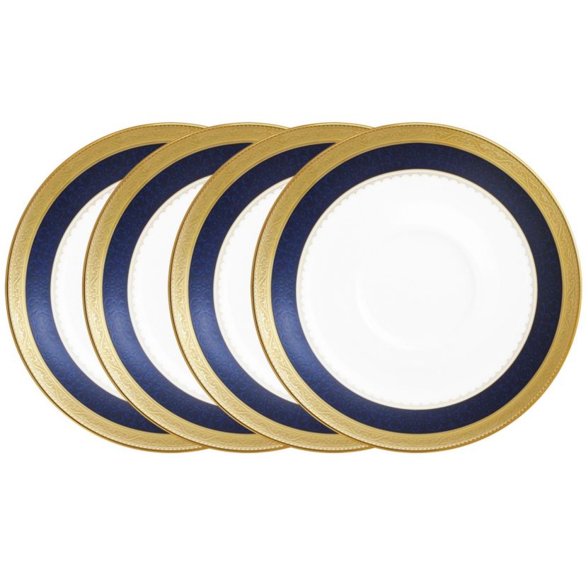 Odessa Cobalt Gold Set Of 4 Saucers, 6"