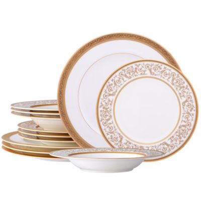 Noritake Summit Gold 12-Piece Dinnerware Set, Service for 4