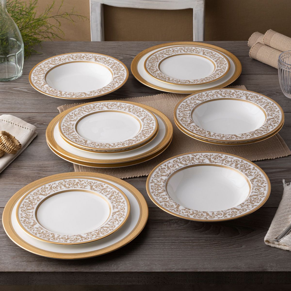 Summit Gold 12-Piece Dinnerware Set, Service for 4