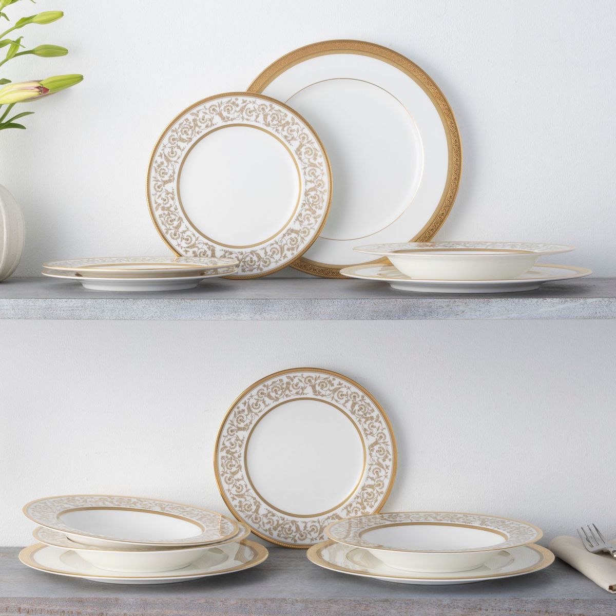 Summit Gold 12-Piece Dinnerware Set, Service for 4
