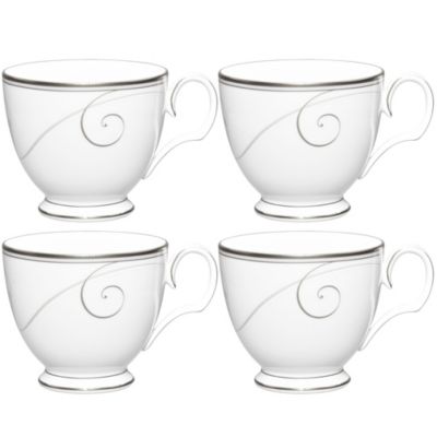 Noritake Platinum Wave Set Of 4 Cups, 7 oz