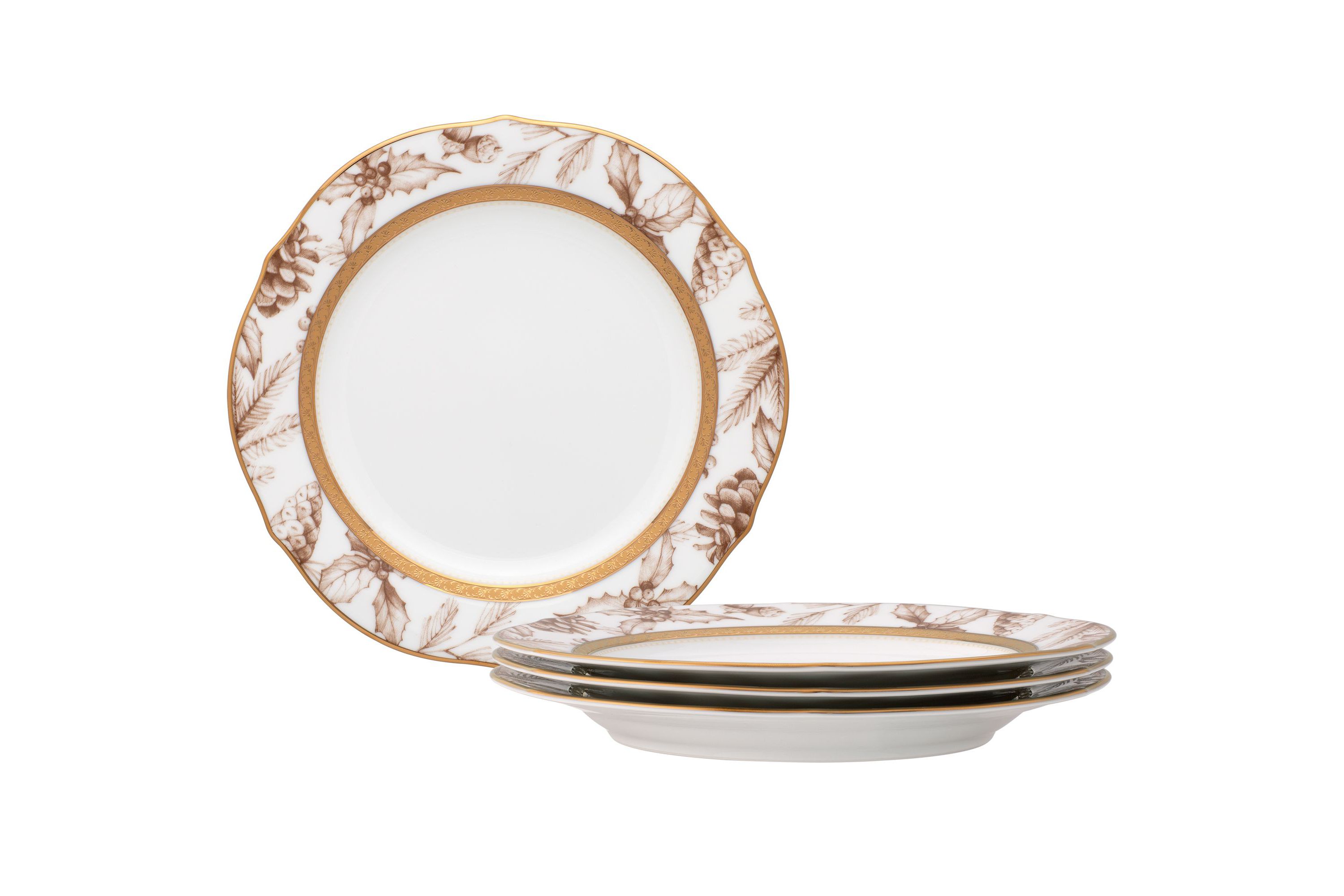 Charlotta Gold Set Of 4 Holiday Accent Plates, 9"
