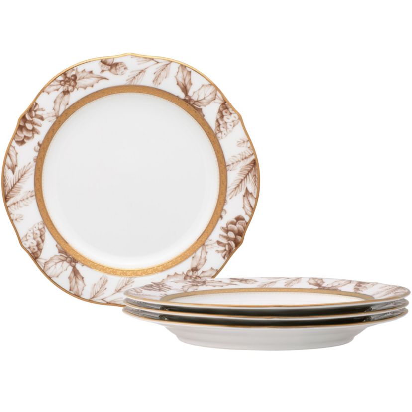 Charlotta Gold Set Of 4 Holiday Accent Plates, 9"