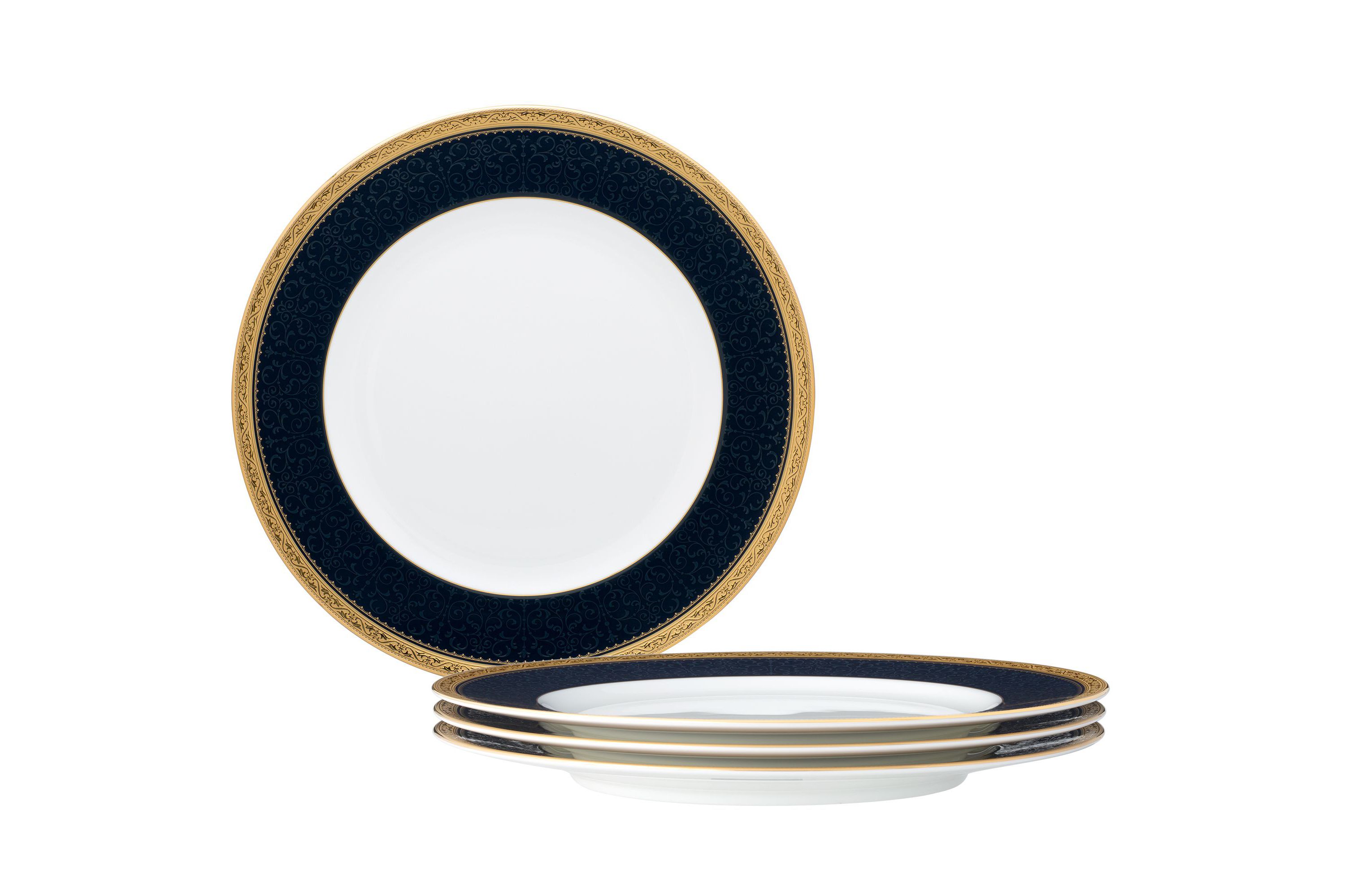 Odessa Cobalt Gold Set Of 4 Dinner Plates, 10-1/2"