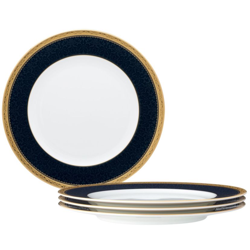Odessa Cobalt Gold Set Of 4 Dinner Plates, 10-1/2"