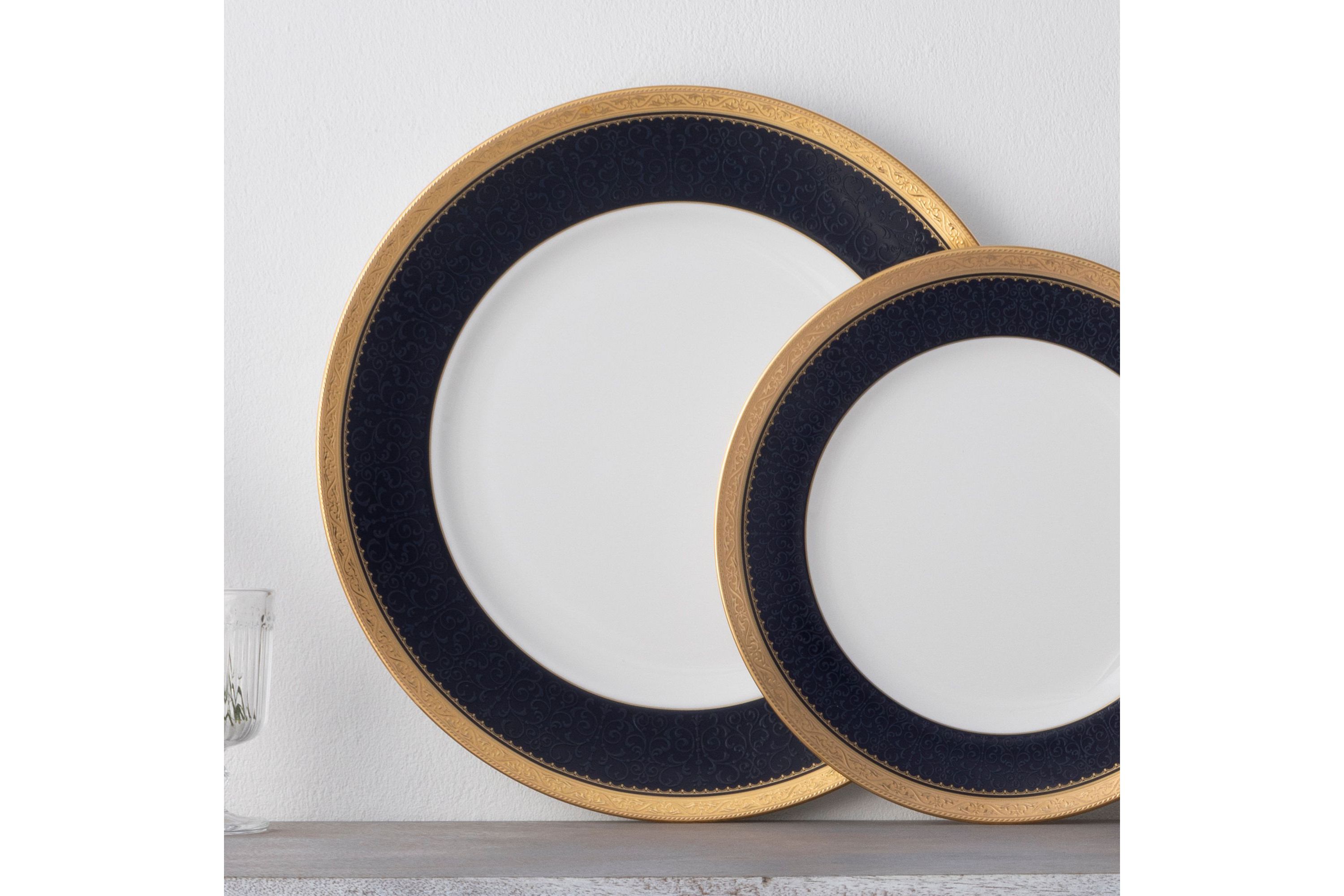 Odessa Cobalt Gold Set Of 4 Dinner Plates, 10-1/2"