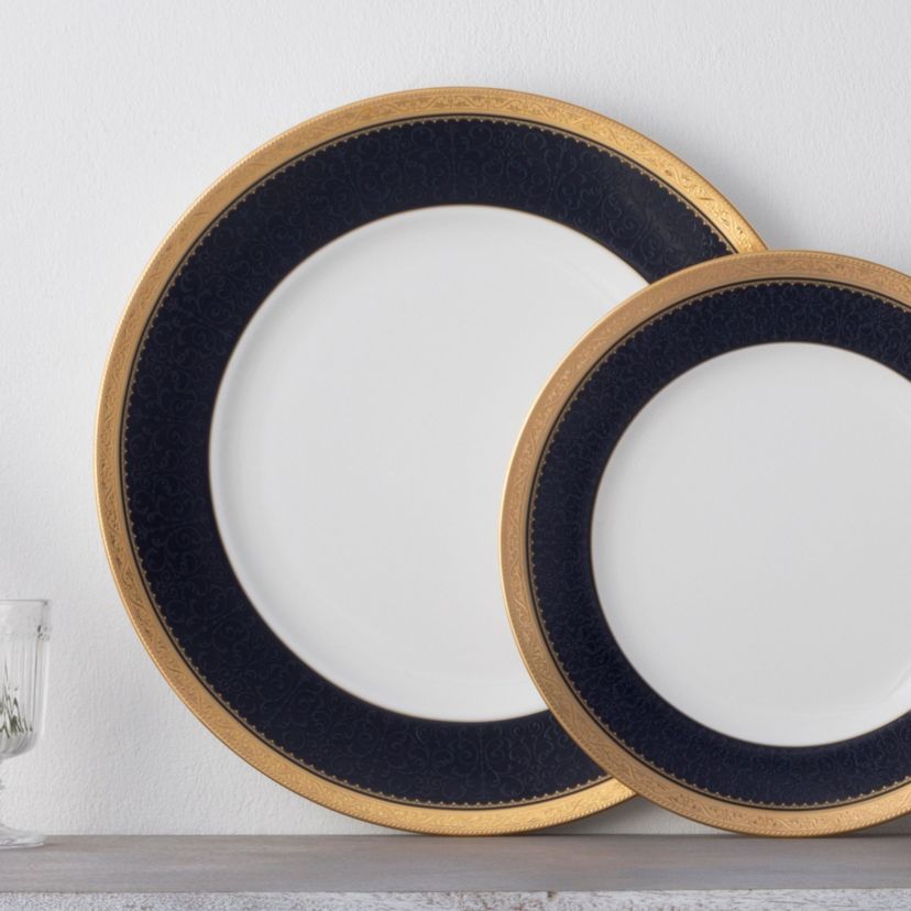 Odessa Cobalt Gold Set Of 4 Dinner Plates, 10-1/2"