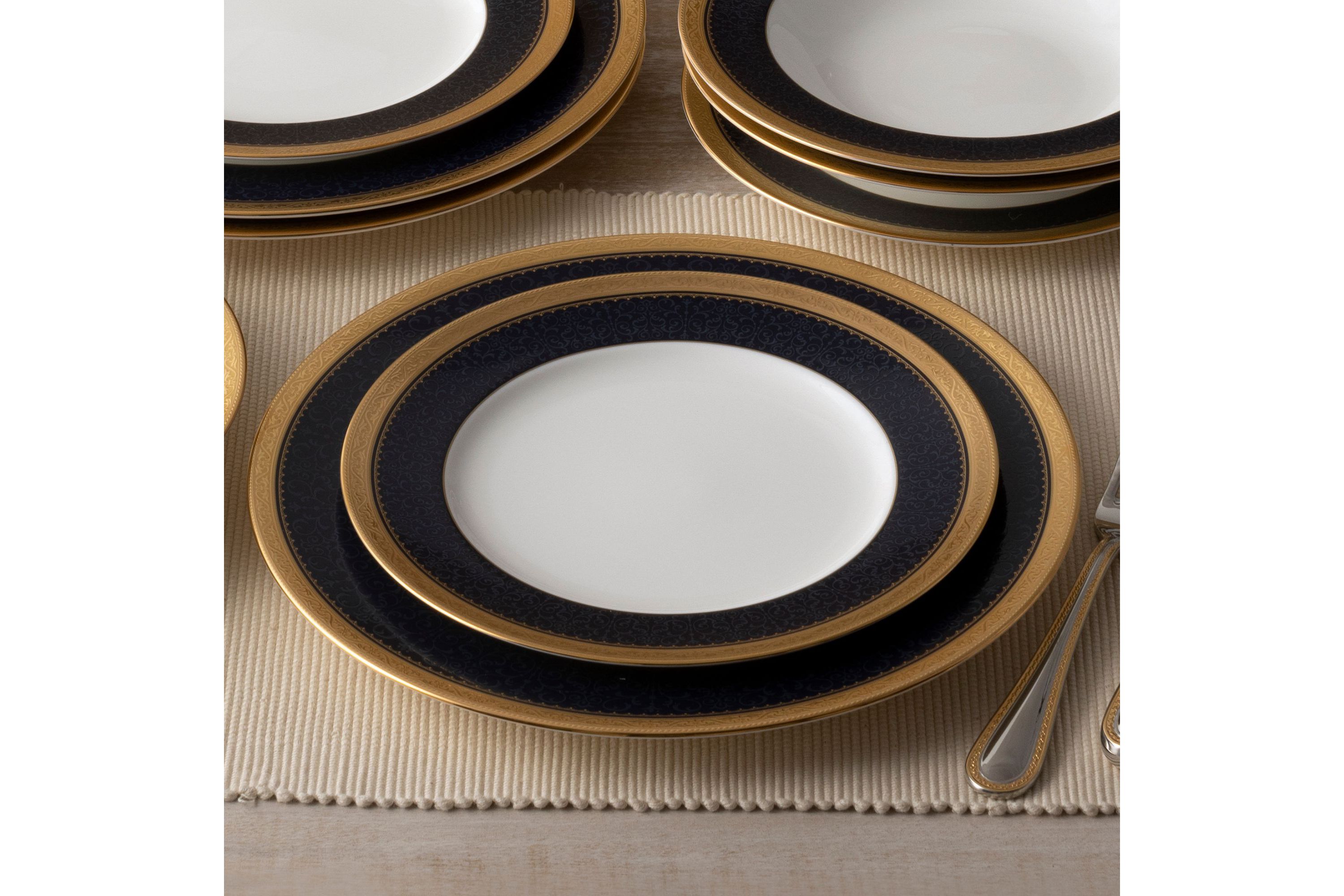 Odessa Cobalt Gold Set Of 4 Dinner Plates, 10-1/2"