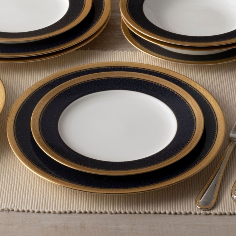Odessa Cobalt Gold Set Of 4 Dinner Plates, 10-1/2"