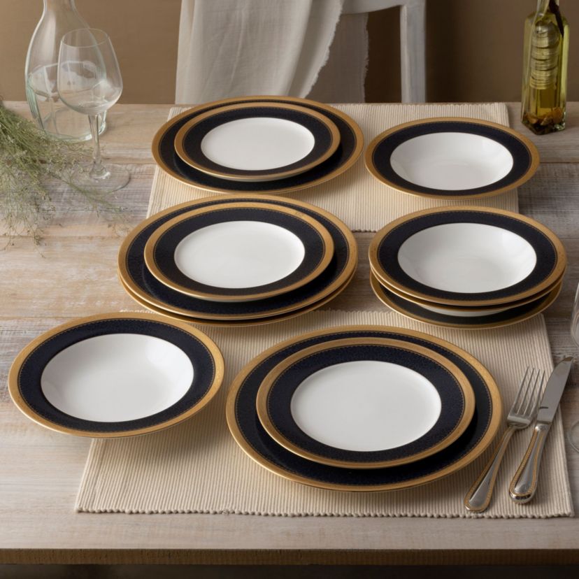 Odessa Cobalt Gold Set Of 4 Dinner Plates, 10-1/2"