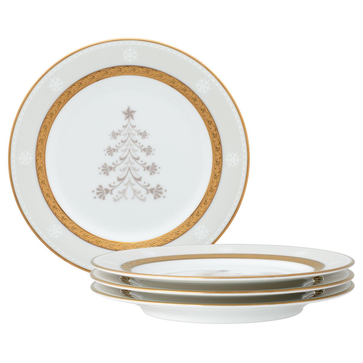 Charlotta Gold Set Of 4 Holiday Appetizer Plates, 6-1/4"