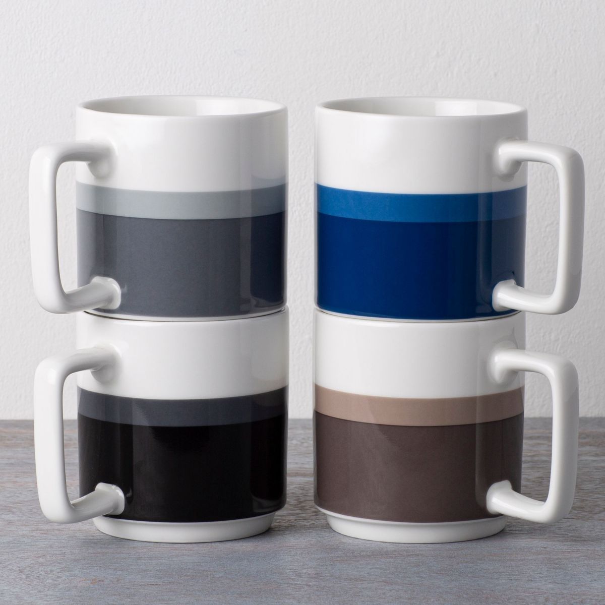 Colorstax Stripe Set Of 4 Stax Mugs, 16 oz.
