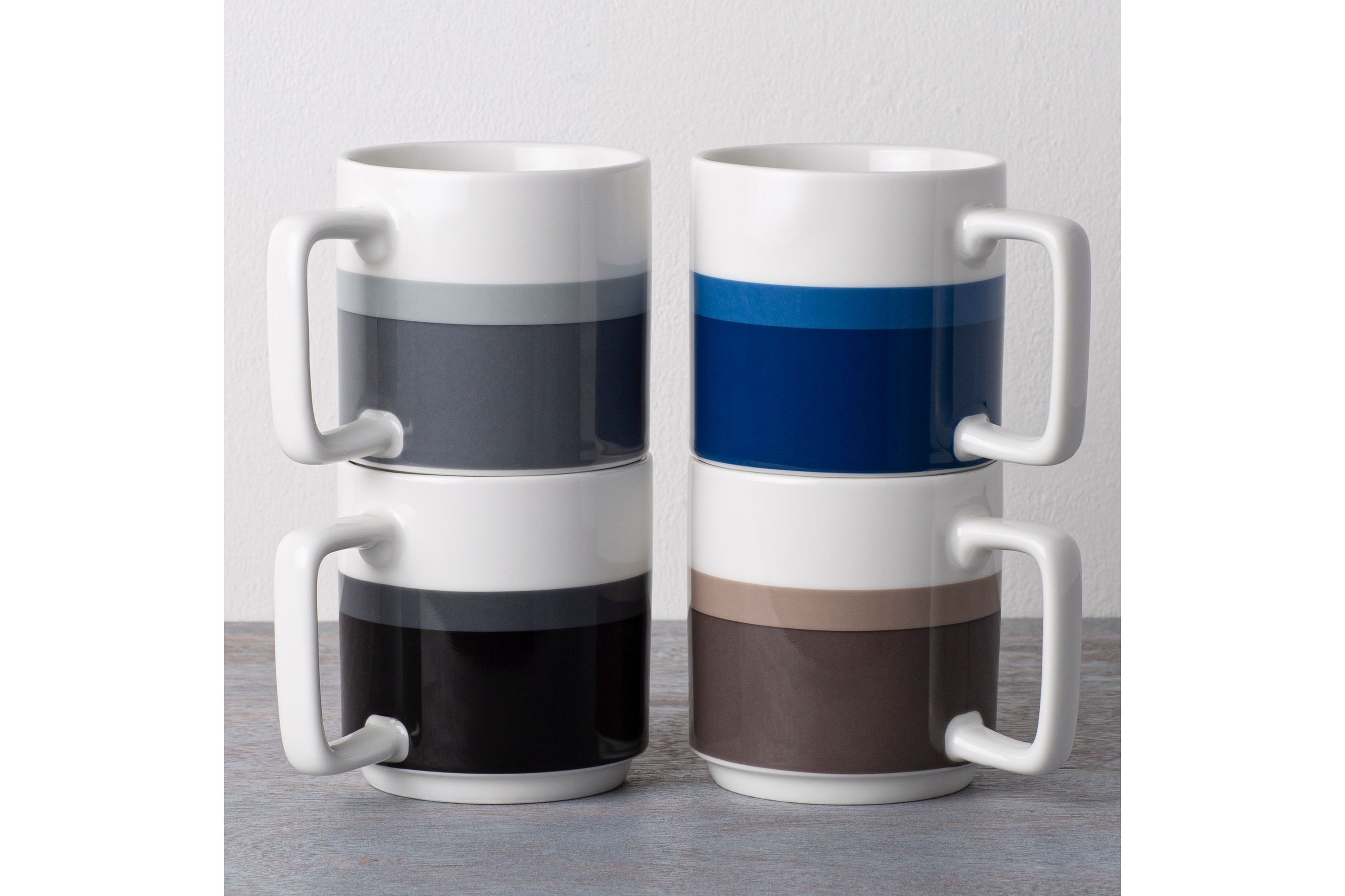 Colorstax Stripe Set Of 4 Stax Mugs, 16 Oz.