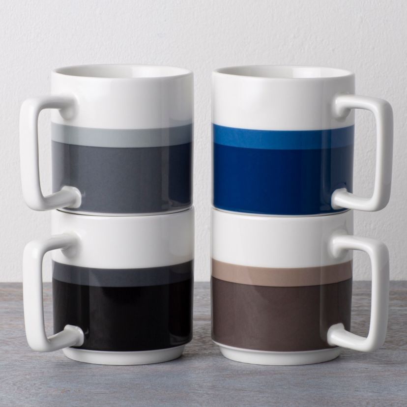 Colorstax Stripe Set Of 4 Stax Mugs, 16 Oz.