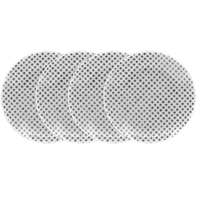 Hammock Set Of 4 Coupe Appetizer Plates - Dots, 6-1/2"