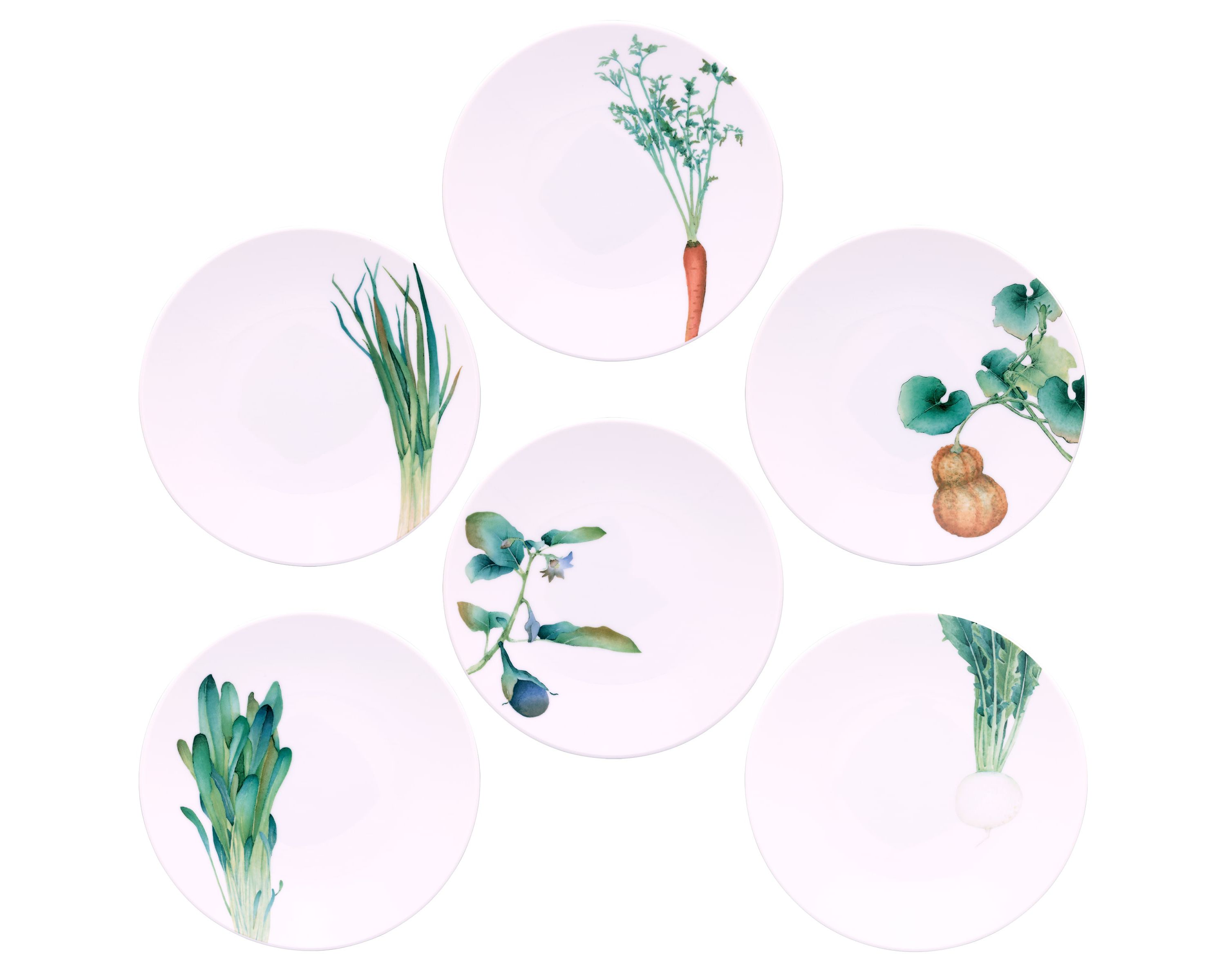 Kyoka Shunsai Set of 6 Deep Plates, 9.25"