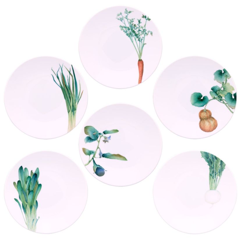 Kyoka Shunsai Set of 6 Deep Plates, 9.25"