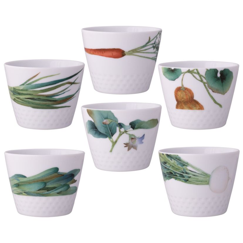 Kyoka Shunsai Set of 6 Japanese Cups, 3.5", 7 oz.