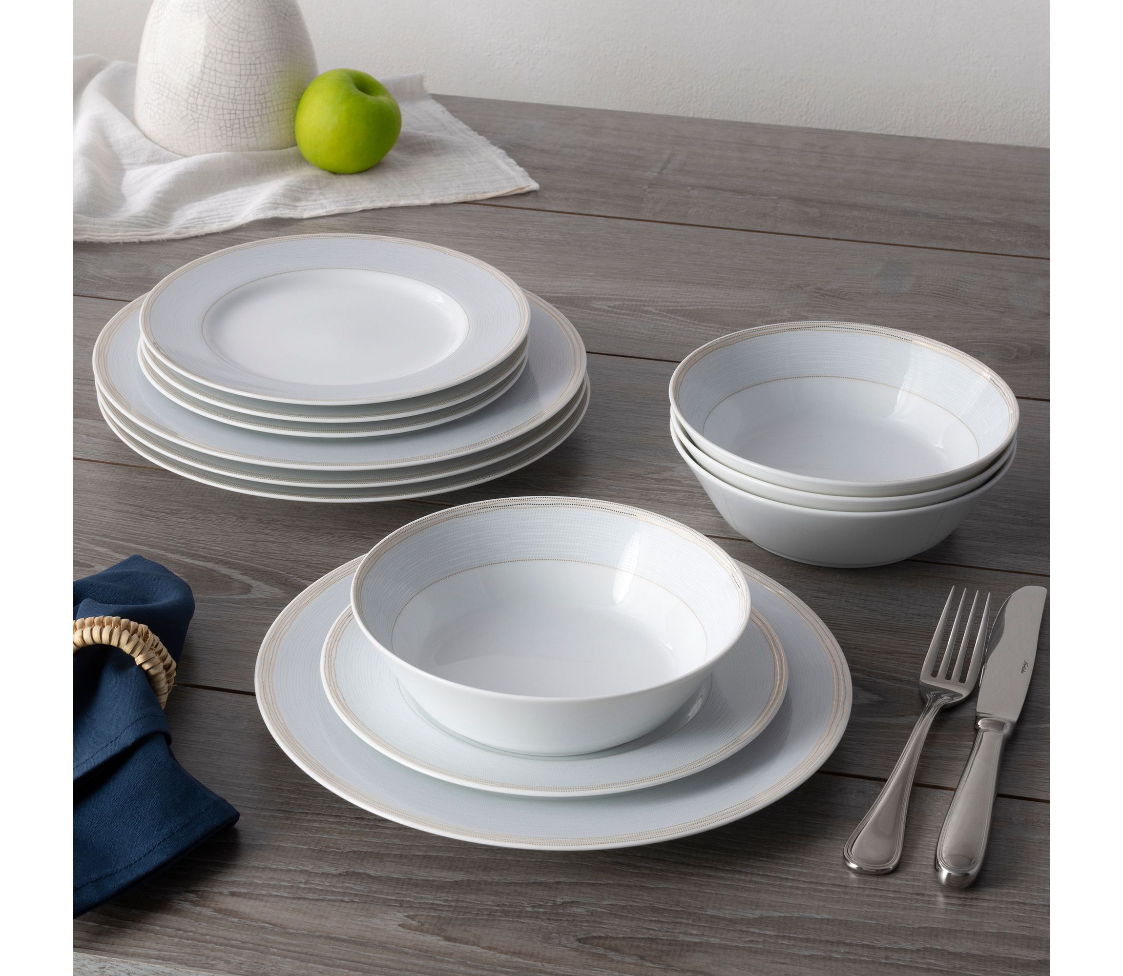 Linen Road 12-Piece Dinnerware Set, Service for 4