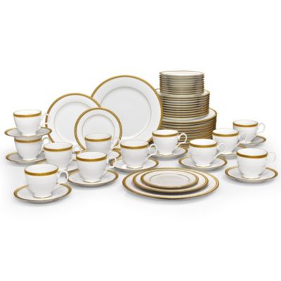 Noritake Charlotta 60-Piece Dinnerware Set, Service for 12, Gold