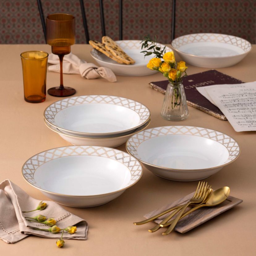 Eternal Palace Gold Set of 4 Rim Dinner Bowls, 10", 25 oz.