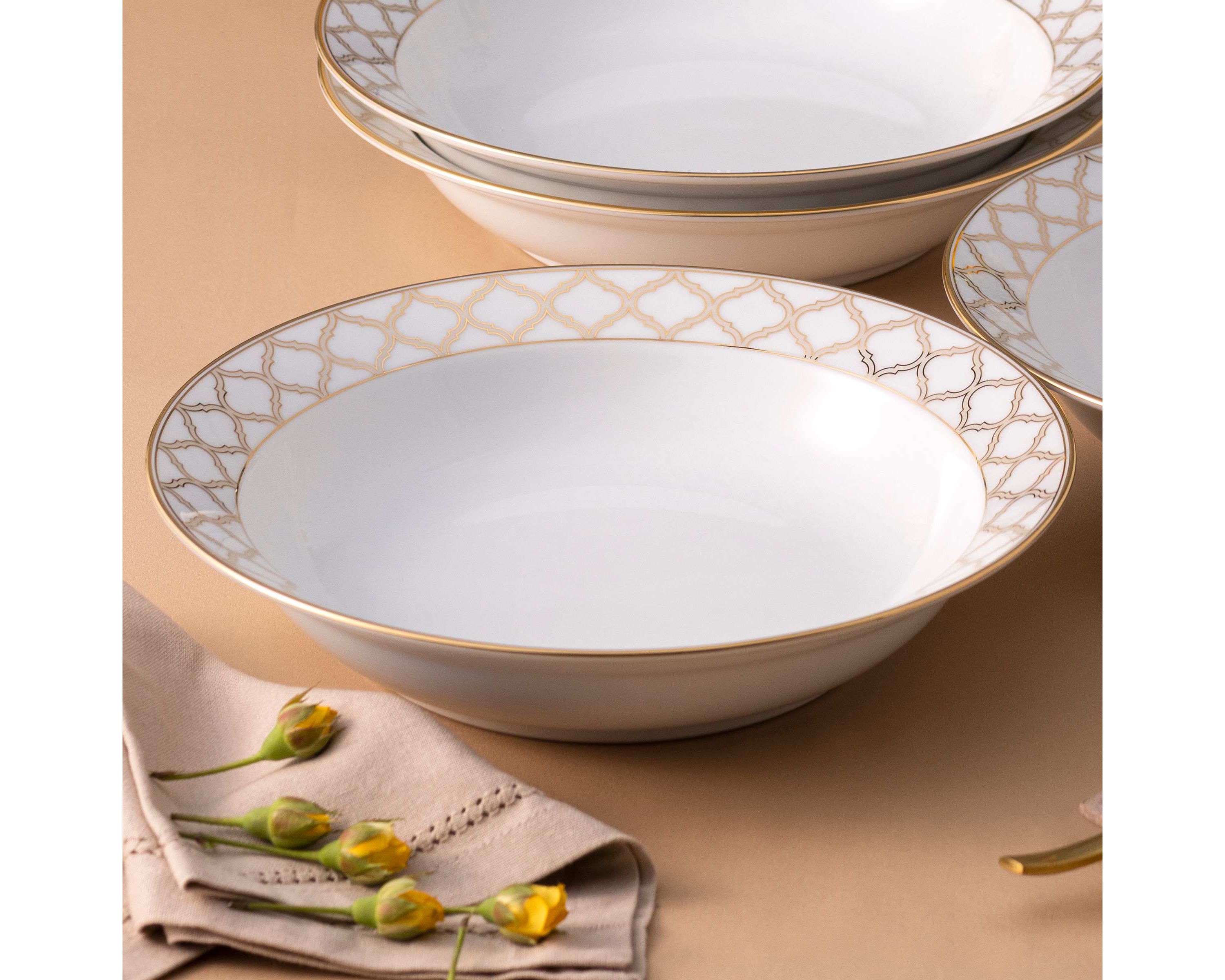 Eternal Palace Gold Set of 4 Rim Dinner Bowls, 10", 25 oz.