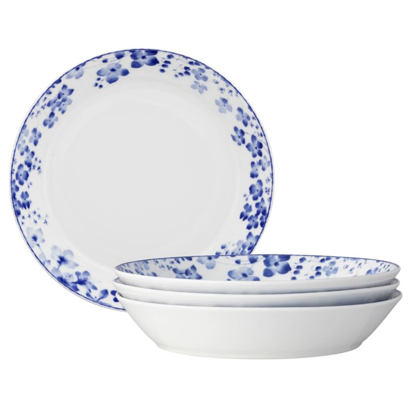 Bloomington Road Blue Set Of 4 Coupe Dinner Bowls, 9-3/4", 43 oz.