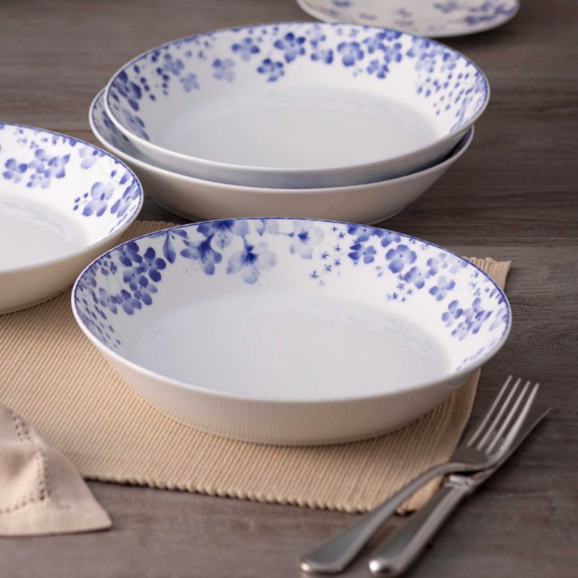 Bloomington Road Blue Set Of 4 Coupe Dinner Bowls, 9-3/4", 43 oz.