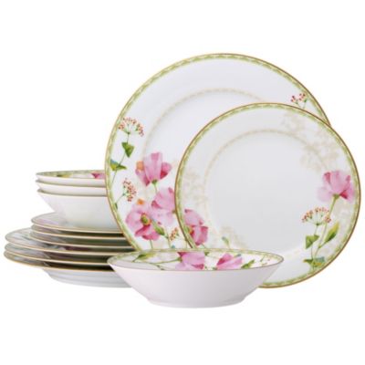 Noritake Poppy Place 12-Piece Dinnerware Set, Service for 4, Blue