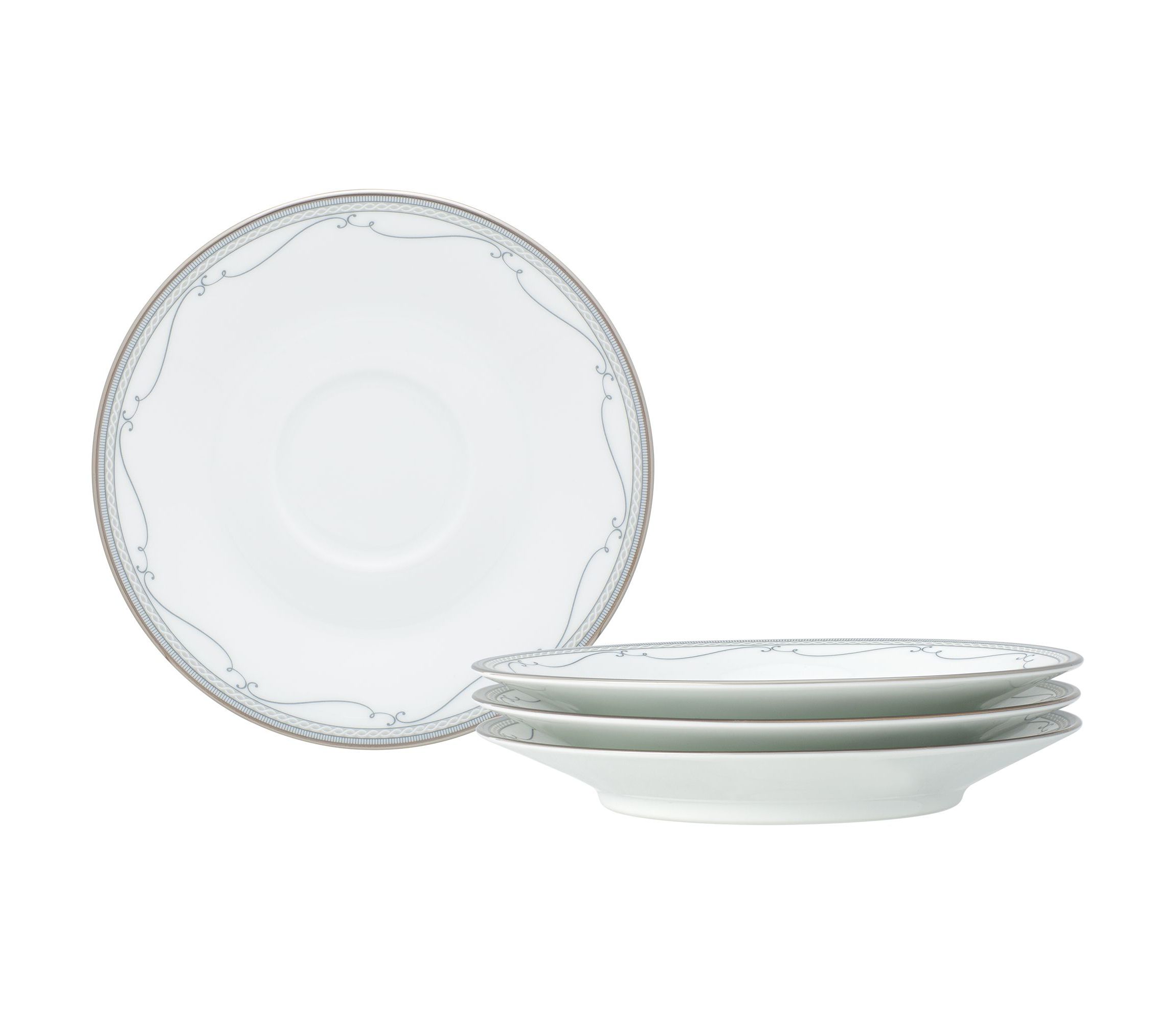 Satin Flourish Set Of 4 Saucers, 6"