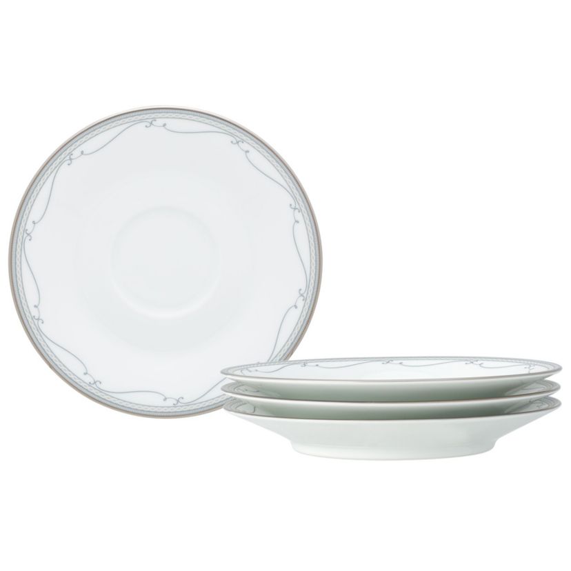 Satin Flourish Set Of 4 Saucers, 6"