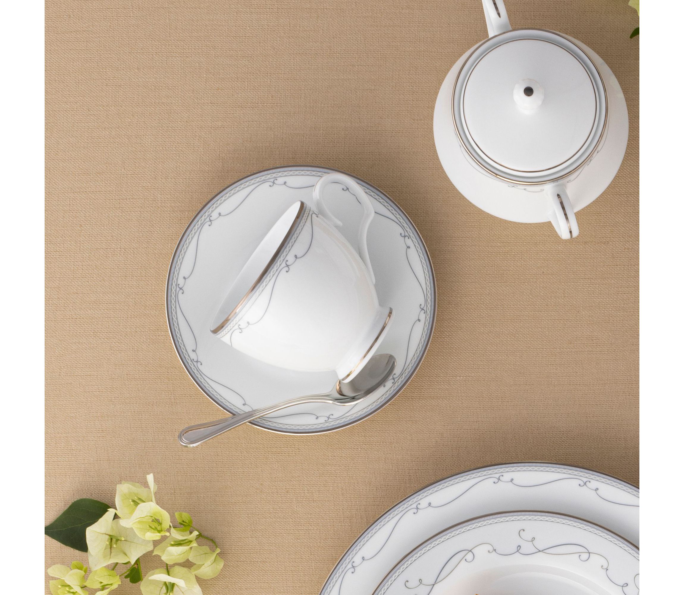 Satin Flourish Set Of 4 Saucers, 6"