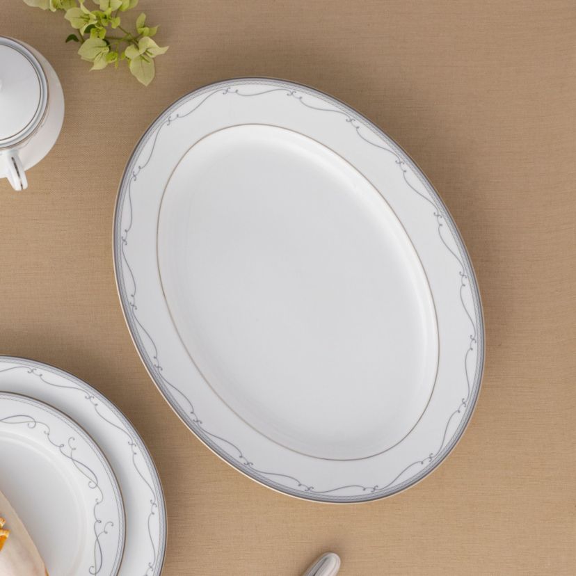 Satin Flourish Oval Platter, 16"