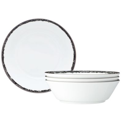 Noritake Rill Set Of 4 Soup Bowls, 7", 20 oz, Black