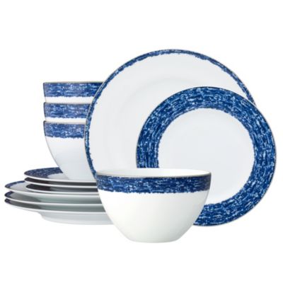 Noritake Rill 12-Piece Dinnerware Set, Service For 4, Blue