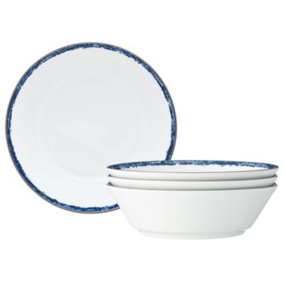 Noritake Rill Set Of 4 Soup Bowls, 7", 20 oz, Blue