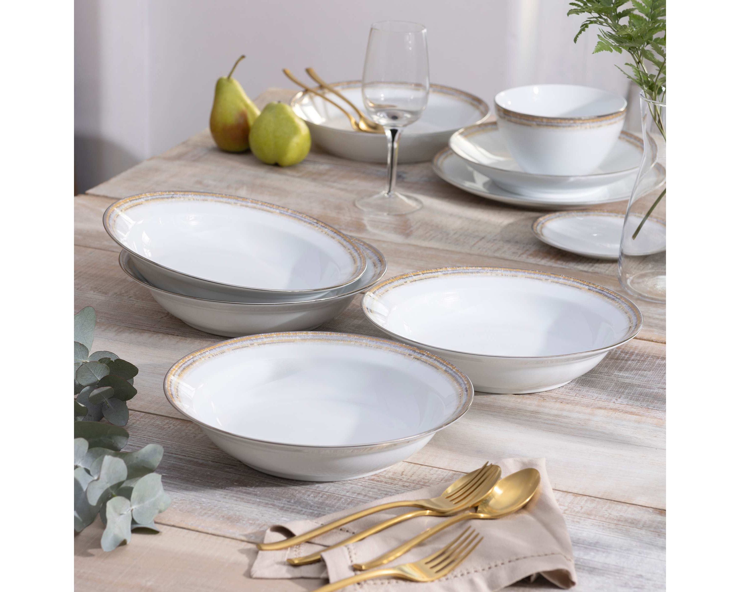 Raylan Set of 4 Rim Dinner Bowls, 10", 25 oz.