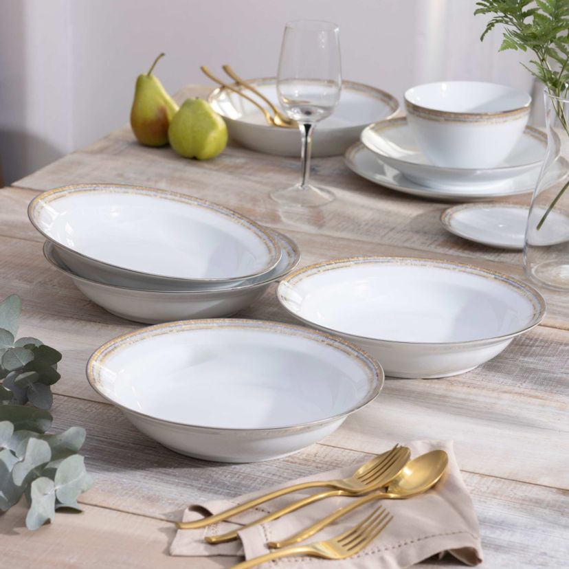 Raylan Set of 4 Rim Dinner Bowls, 10", 25 oz.