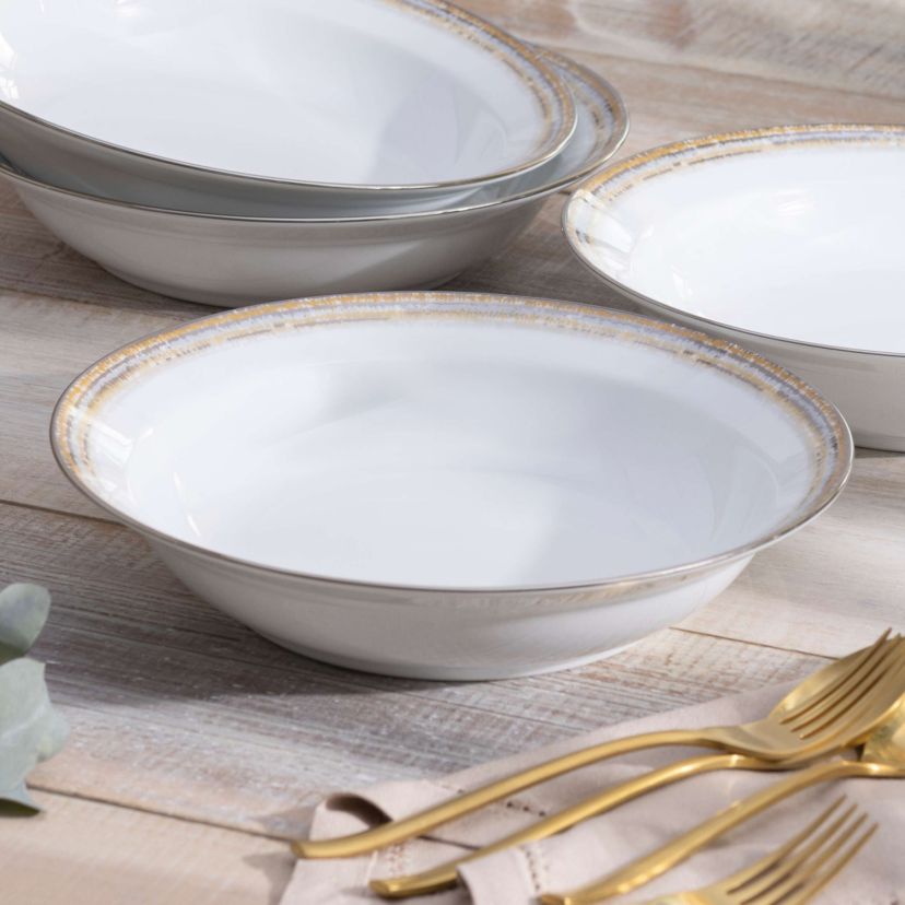 Raylan Set of 4 Rim Dinner Bowls, 10", 25 oz.
