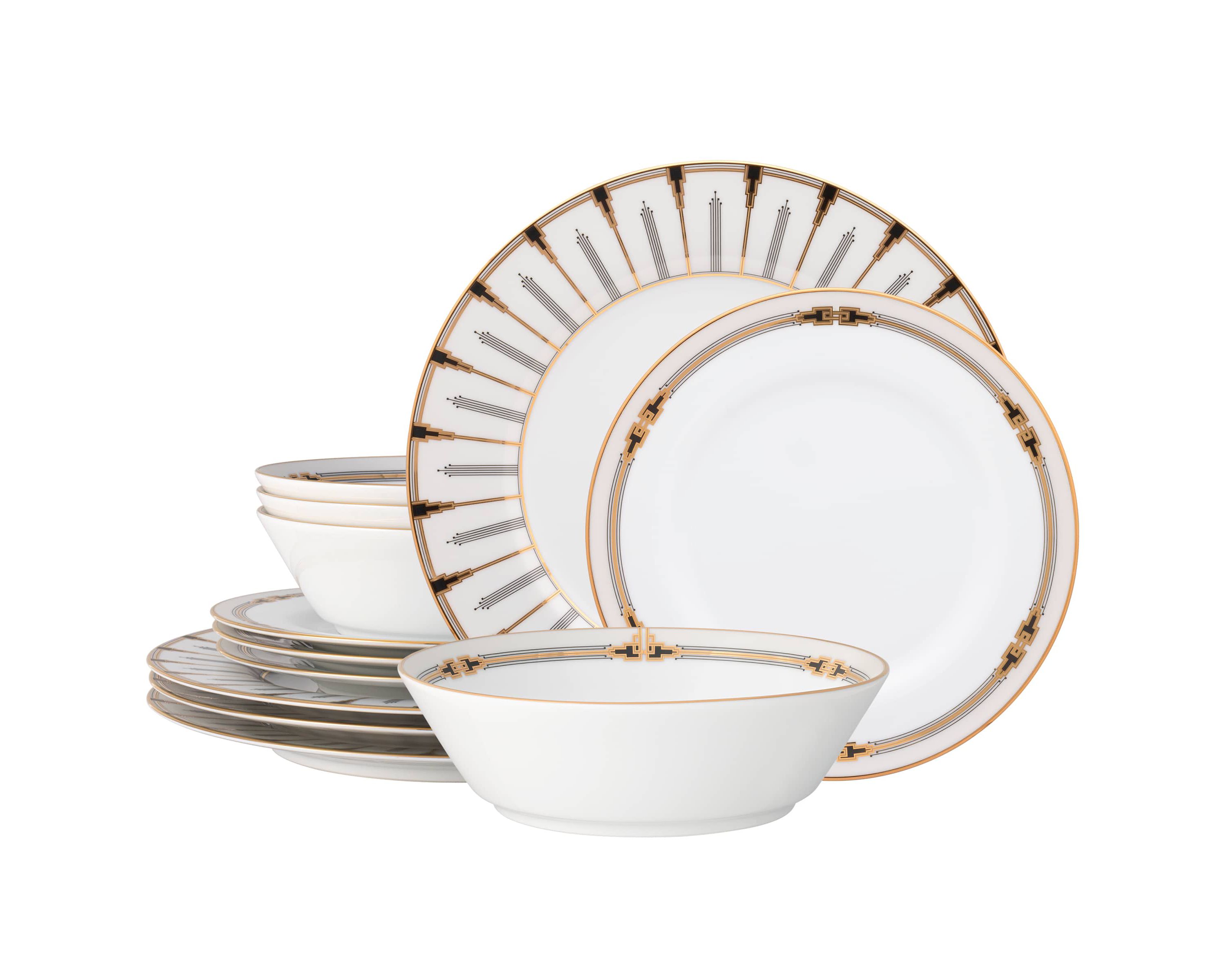Empire Gold Collection 12-Piece Dinnerware Set, Service For 4