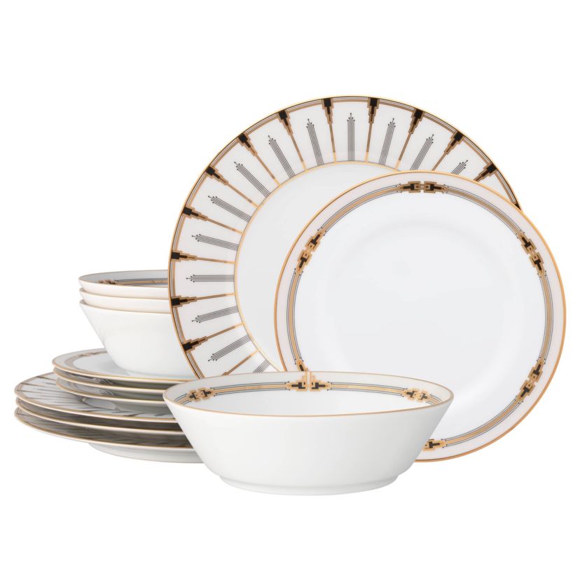 Empire Gold Collection 12-Piece Dinnerware Set, Service For 4