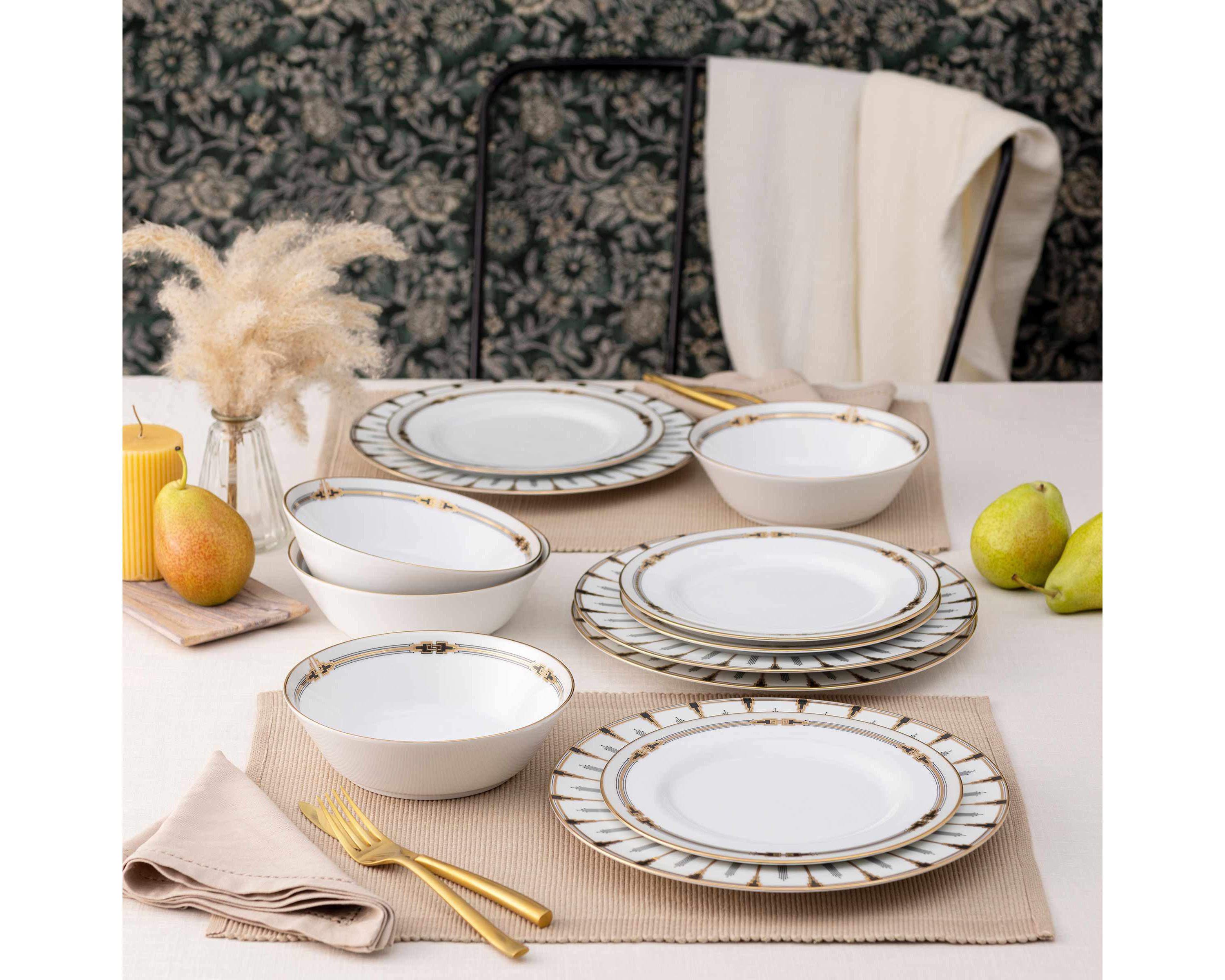 Empire Gold Collection 12-Piece Dinnerware Set, Service For 4
