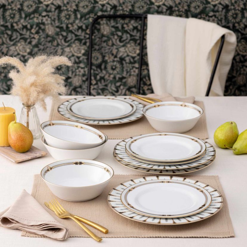 Empire Gold Collection 12-Piece Dinnerware Set, Service For 4