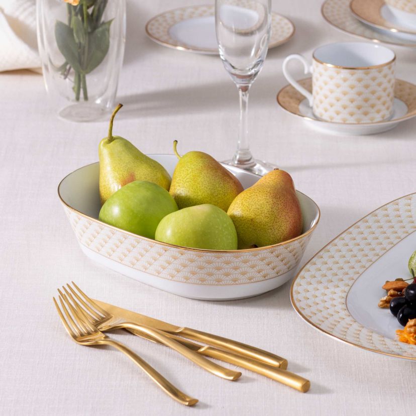 Trocadero Gold Oval Vegetable Bowl, 9.75", 46 oz.