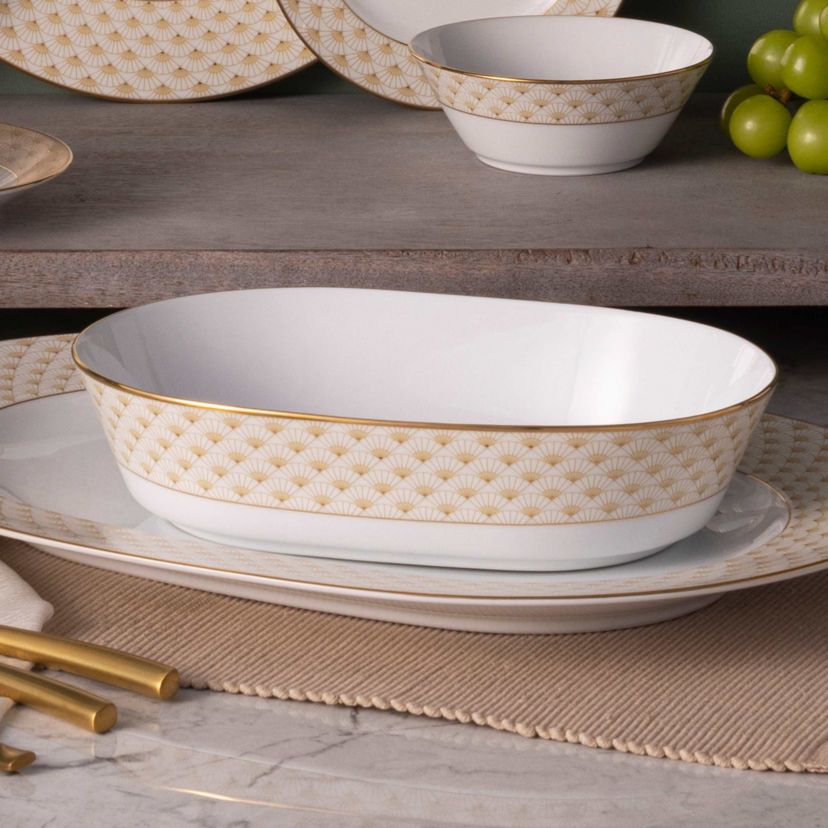 Trocadero Gold Oval Vegetable Bowl, 9.75", 46 oz.