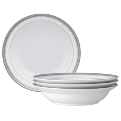 Noritake Crestwood Set Of 4 Rim Dinner Bowls, 10", 25 oz, Silver