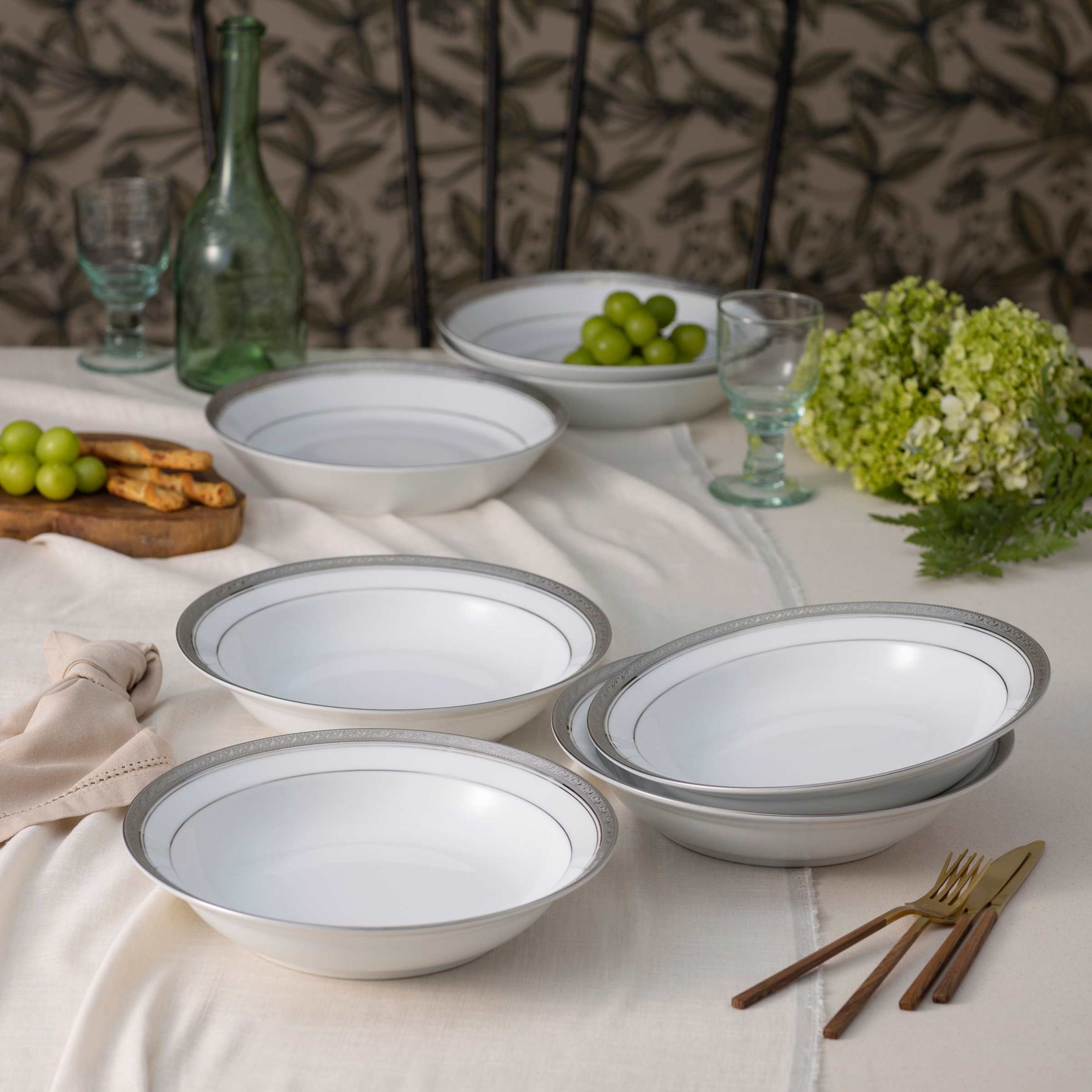 Crestwood Set Of 4 Rim Dinner Bowls, 10", 25 oz.