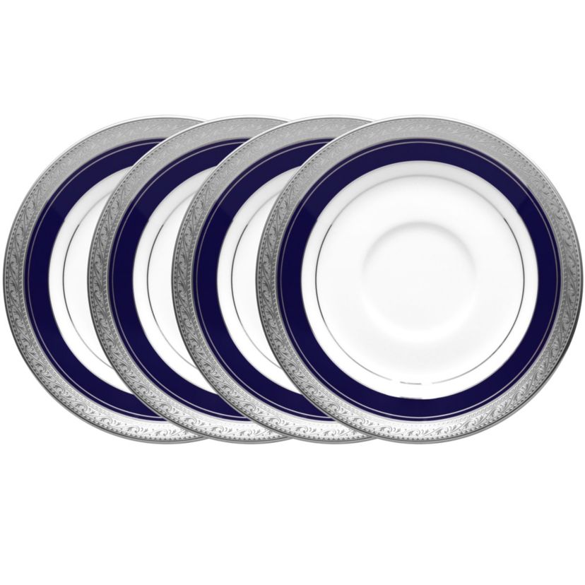 Crestwood Cobalt Platinum Set Of 4 Saucers, 6"